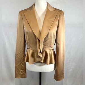 BCBGMaxazria champagne gold satin peplum blazer size medium